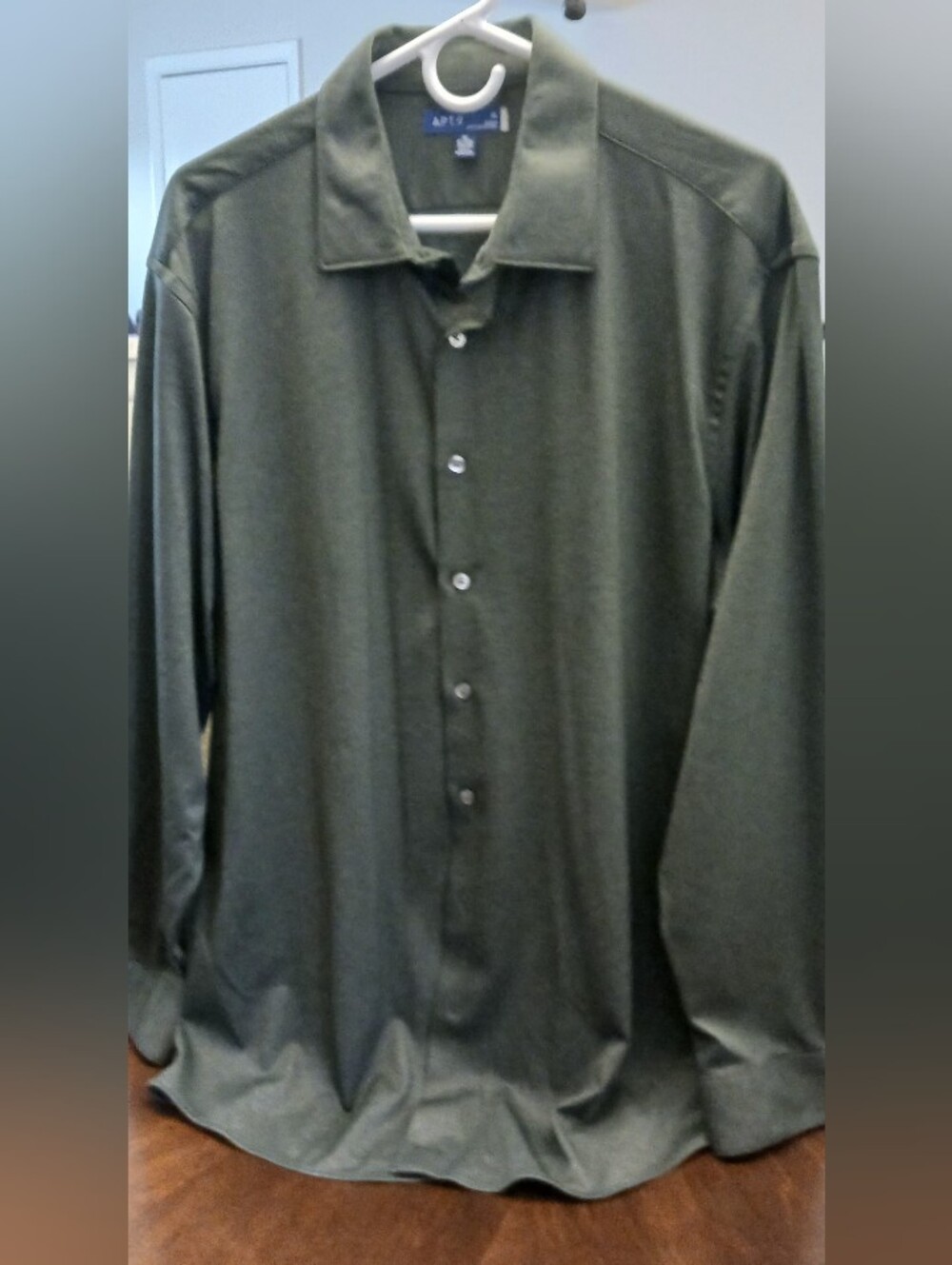 Apt. 9 Olive Green Long-Sleeve Button-Down Shirt, XL 34/35